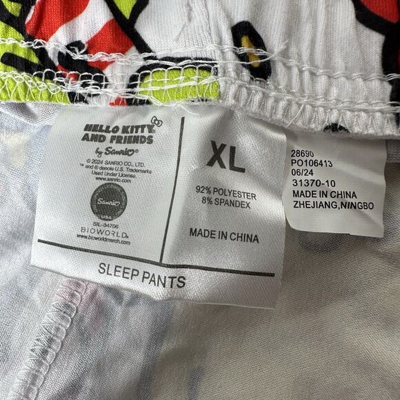 Hello Kitty Sleep Pants Sz XL Character Collage My Melody Badtz Maru Sanrio PJs - Picture 3 of 7